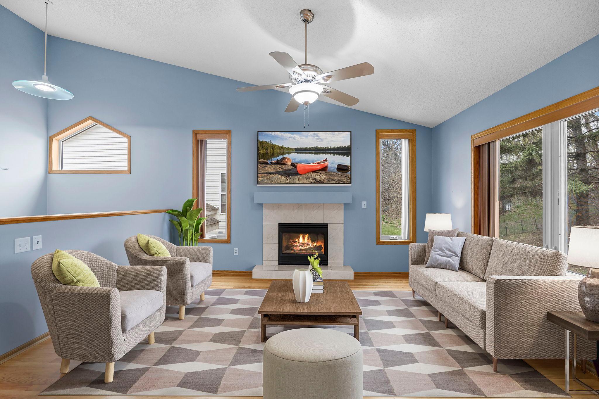 Large living room that is perfect for gathering for a movie night