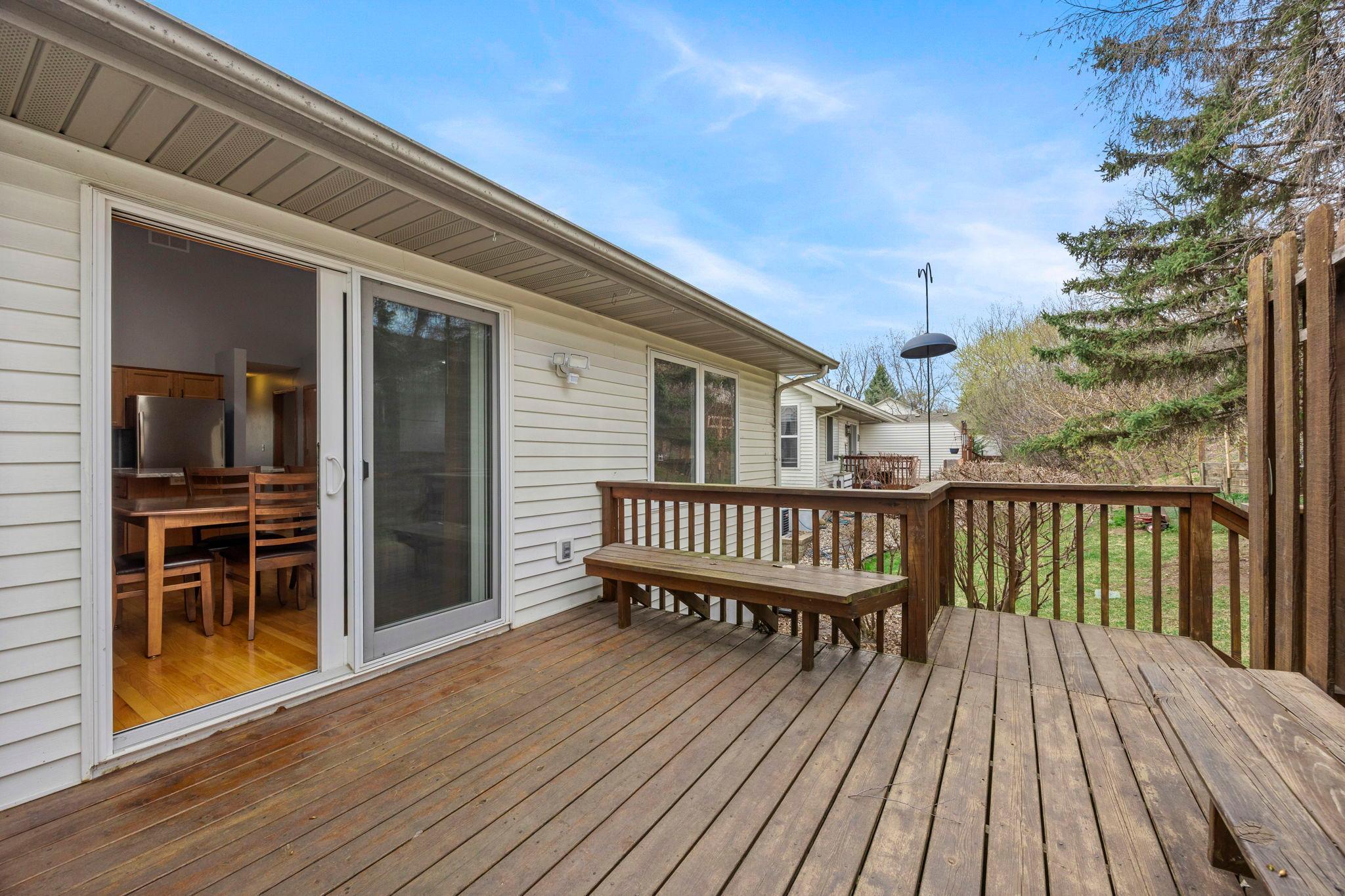 Large deck with direct access to the backyard