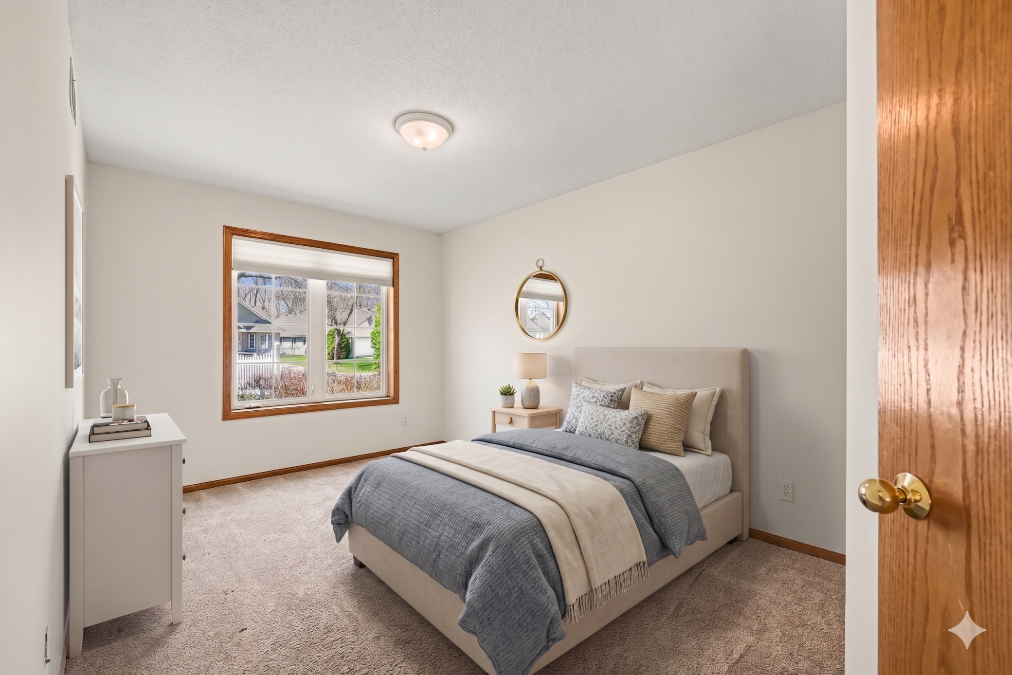 Here is the second bedroom, virtually staged as a bedroom.
