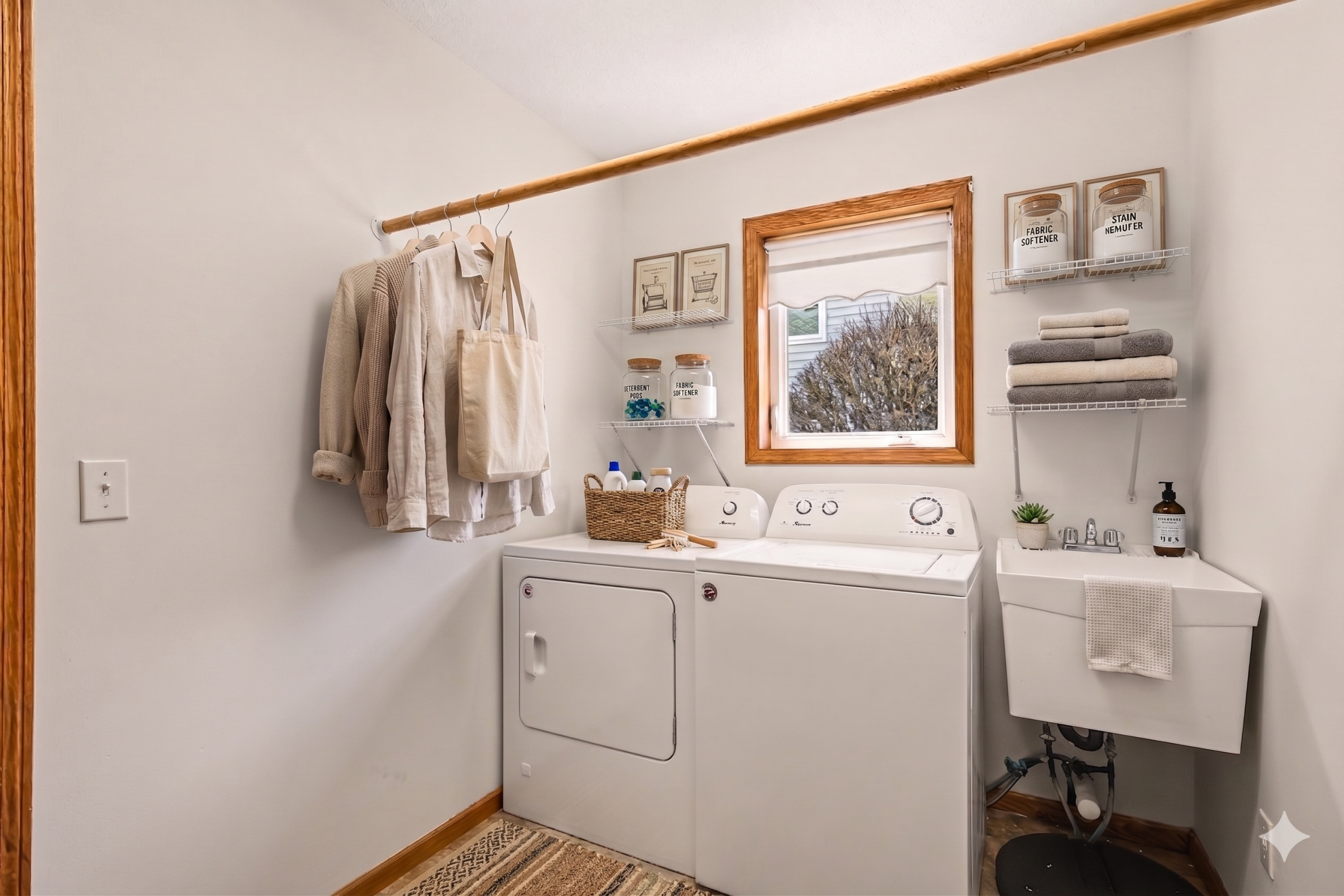Here is a virtually staged rendition of the space. The mechanical room is located in the attached garage and features the new water heater (2025), a newer furnace, and a water softener.