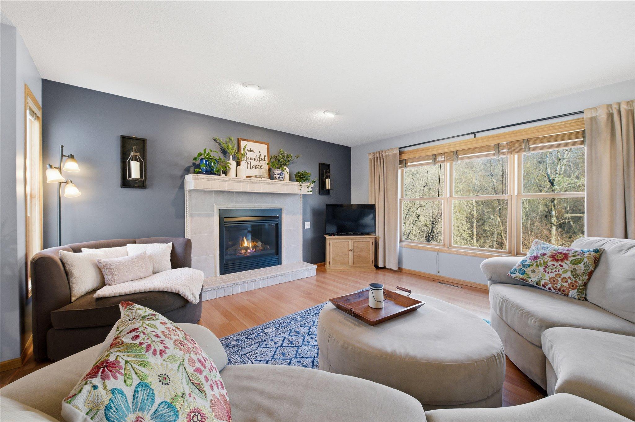 Large Great Room with Cozy Fireplace