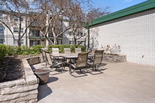 Large outdoor patio with plenty of space to set up a BBQ.