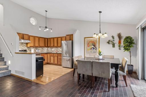 Informal dining right next to kitchen