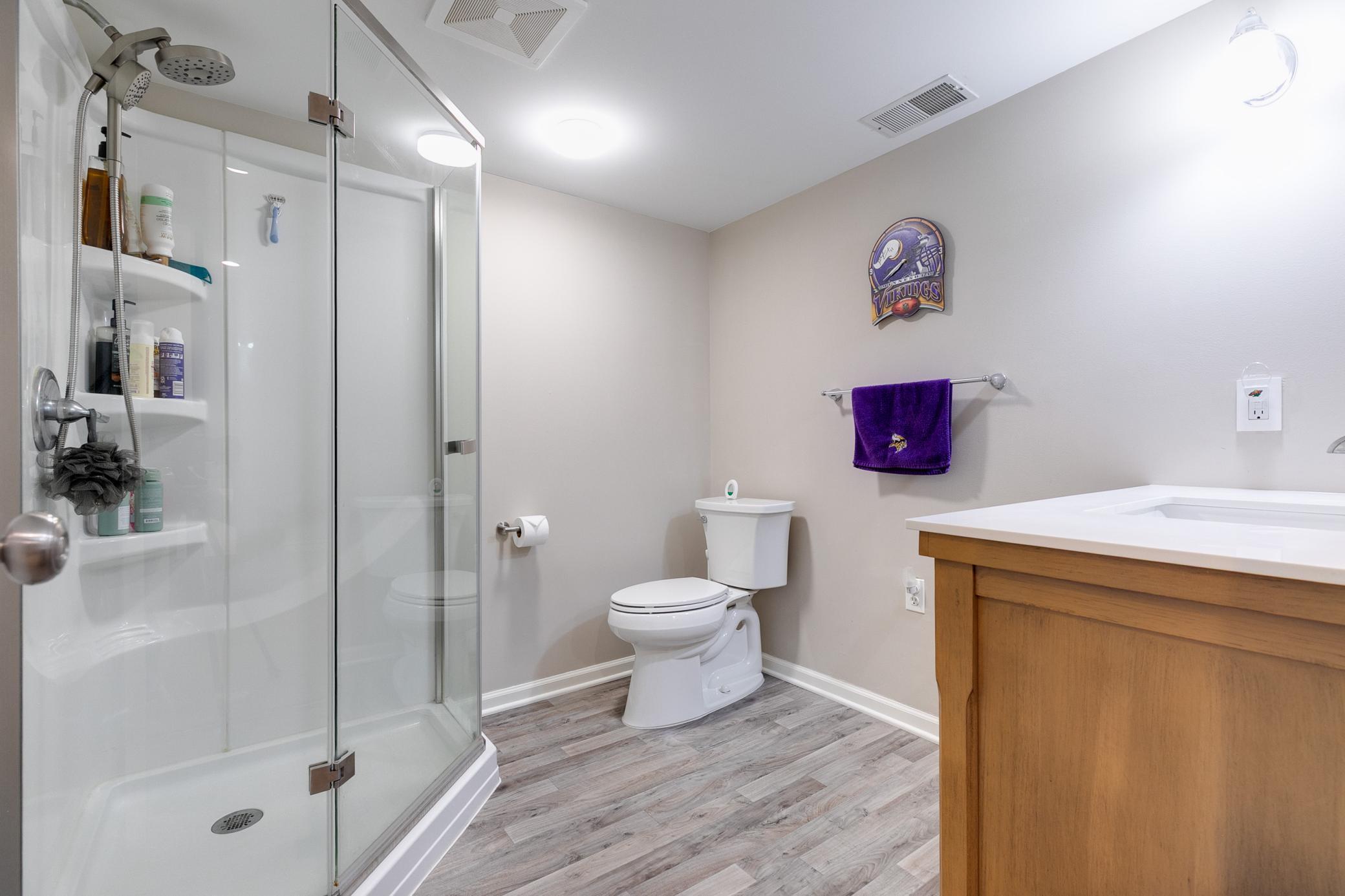 Remodeled lower level bathroom (2021)