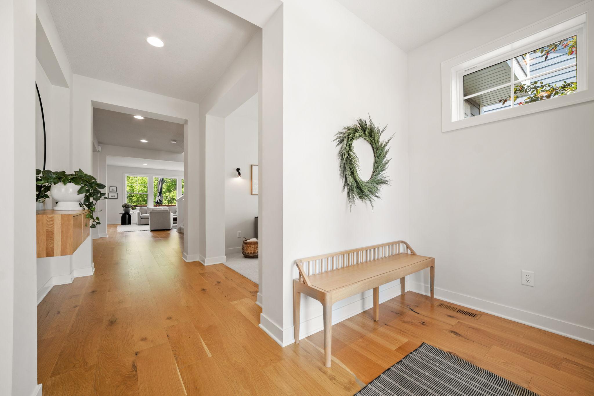 Wide plank white oak engineered hardwood flooring