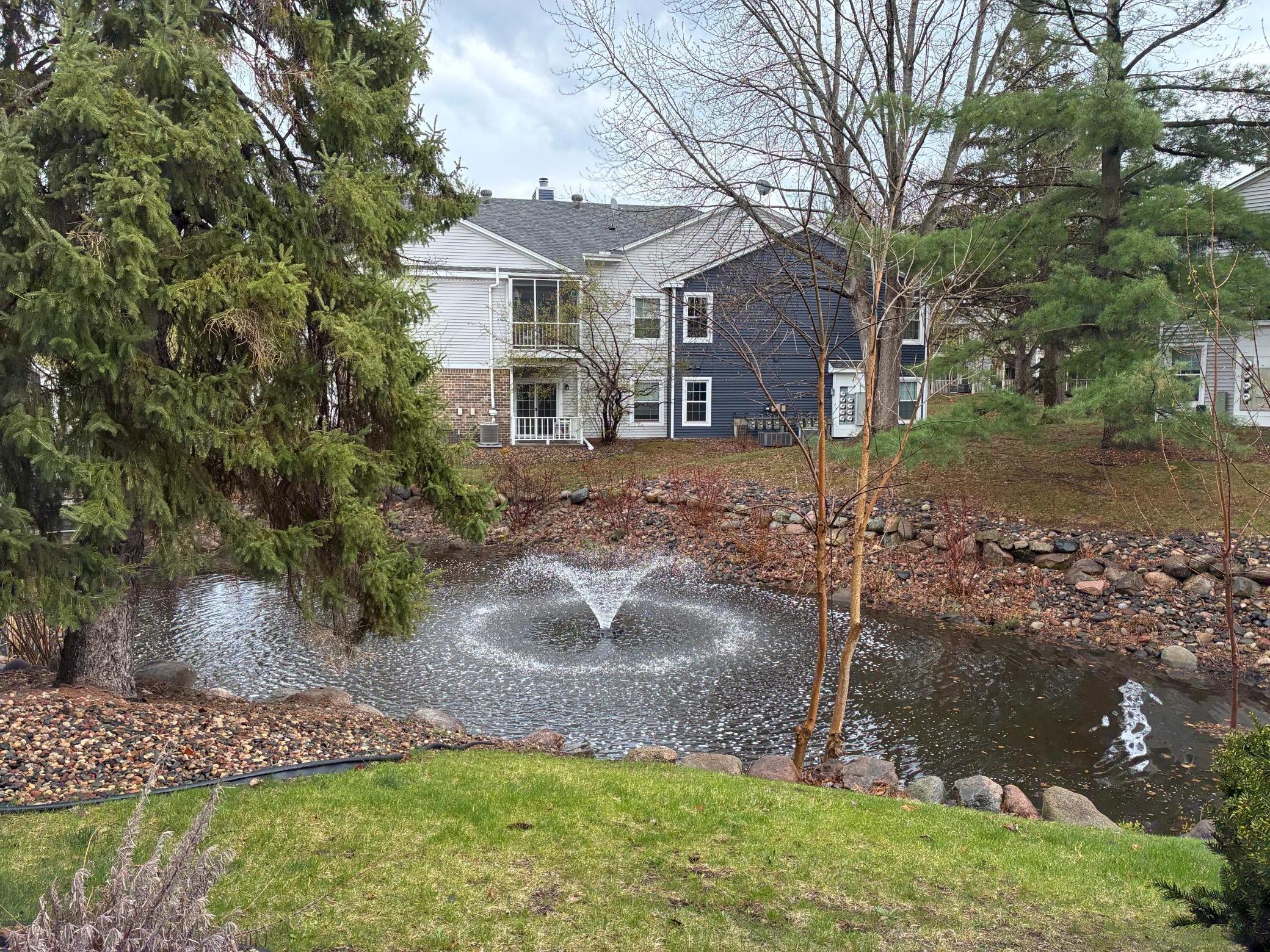 Pond and fountain off of private patio