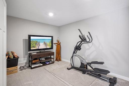 Lower level flex space works great as an office or workout area