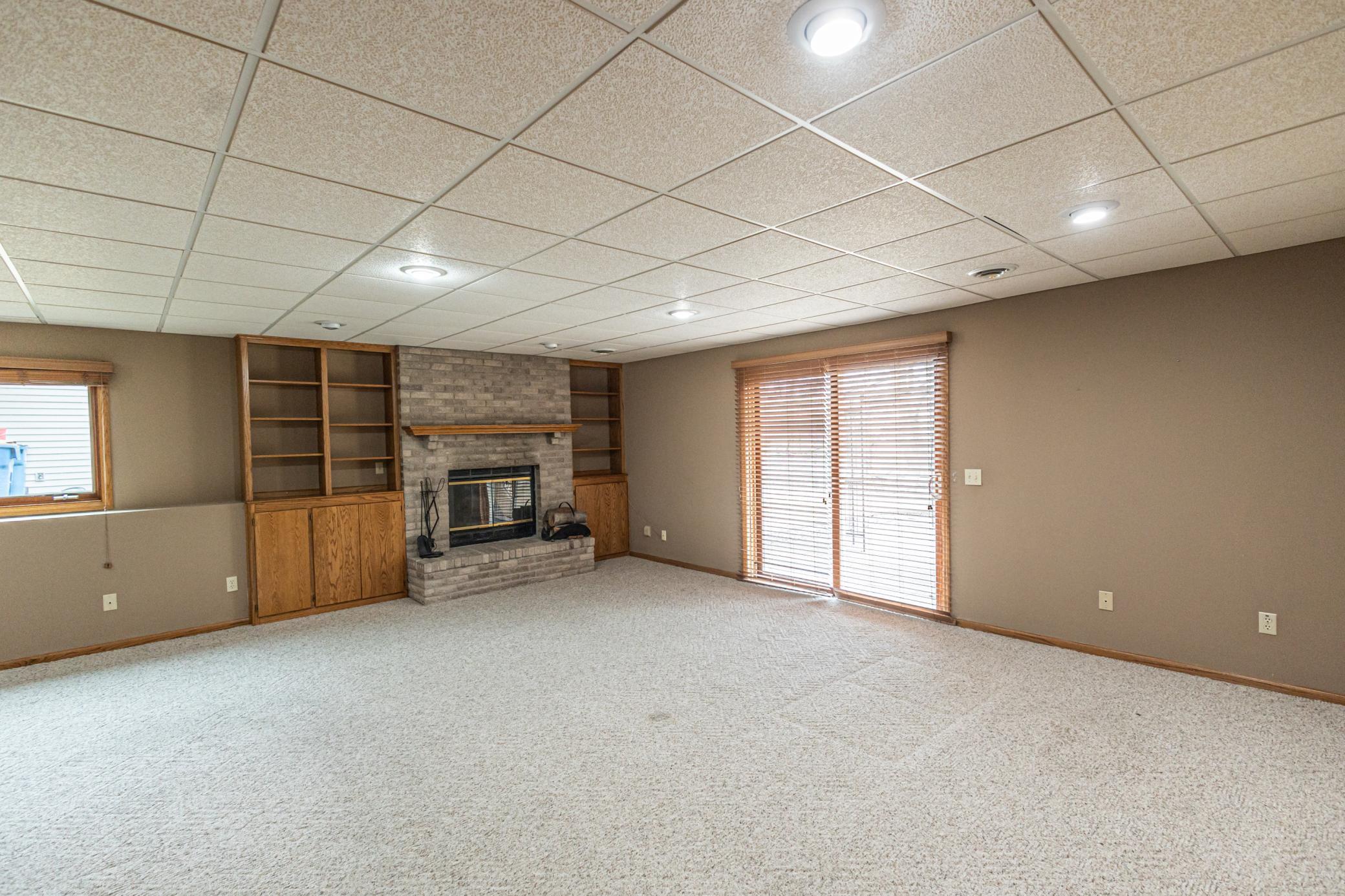 Huge family room with walkout to patio on thrid level