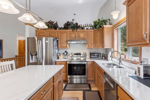Gorgeous quartz countertops and plenty of room for cooking you favorite meals or hosting friends.