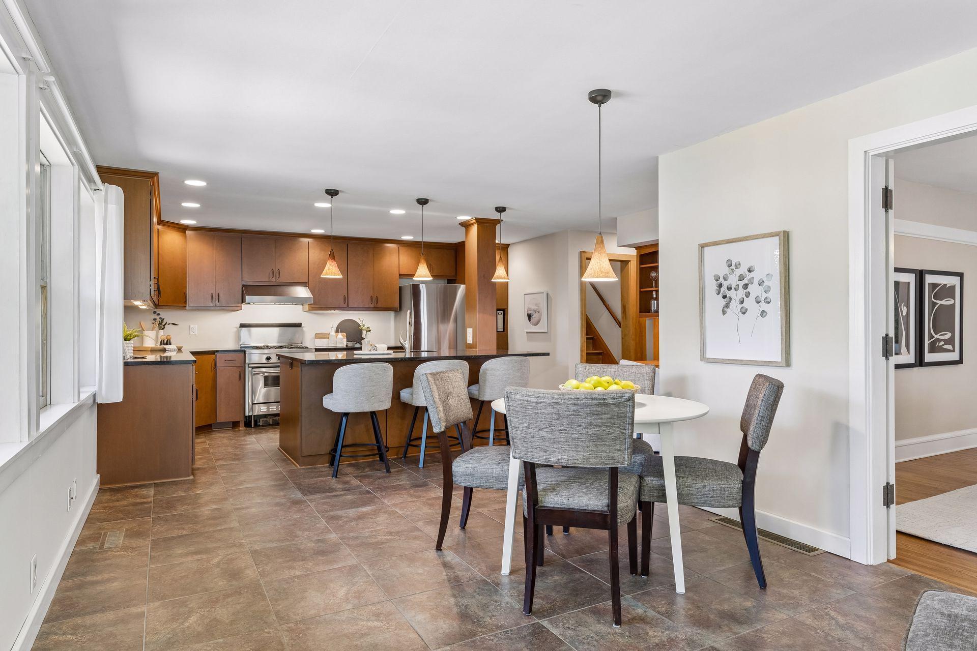 A versatile informal dining space with room to gather, work, or create a space uniquely your own.