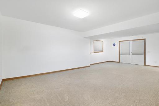 Lower level game room/TV area is 13' x 12' in size. The lower level is a walkout.