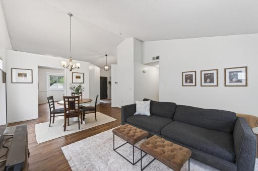 The vaulted ceilings create a bright, open feel