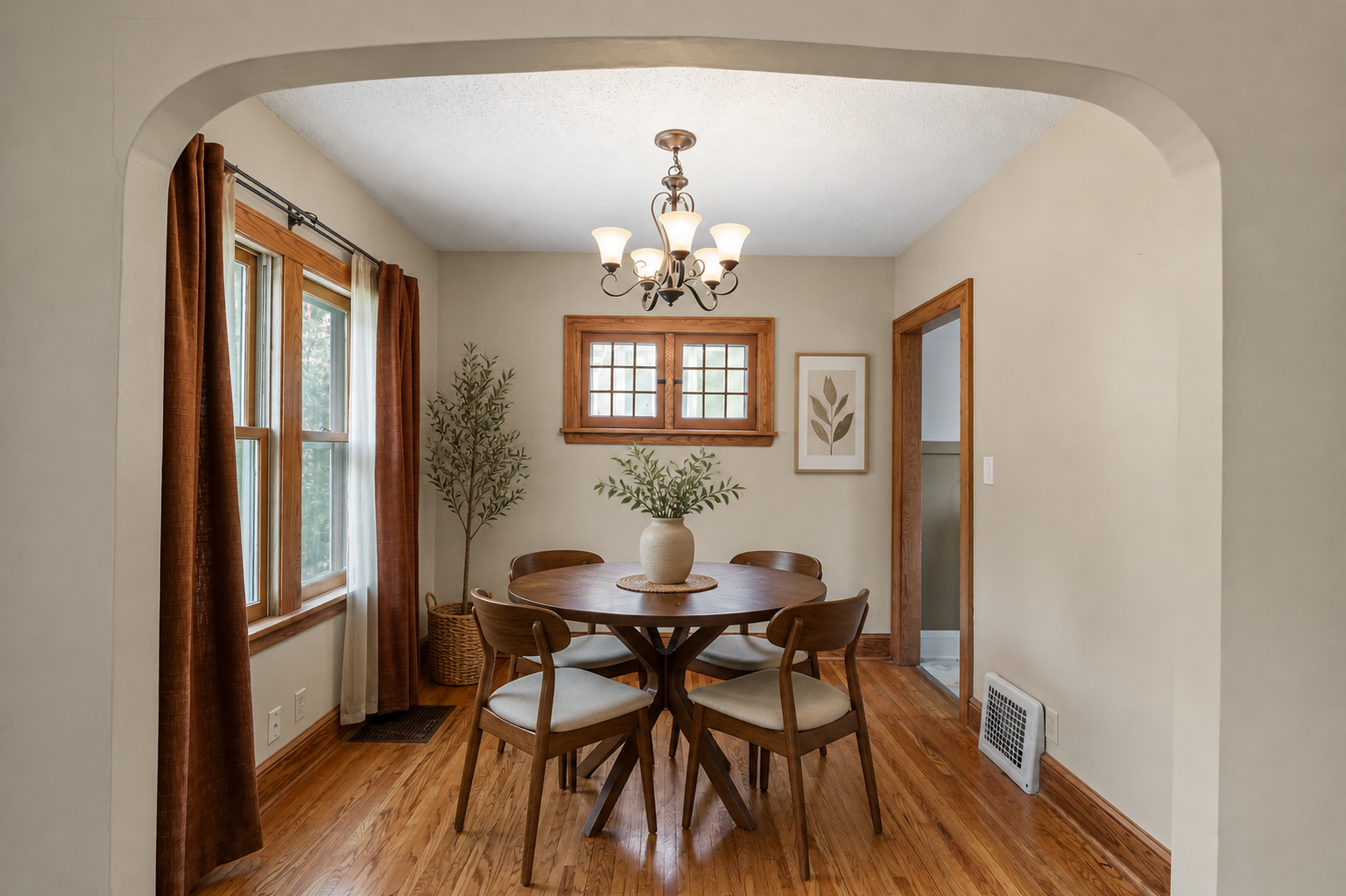 Quaint dining area oposit the living room.