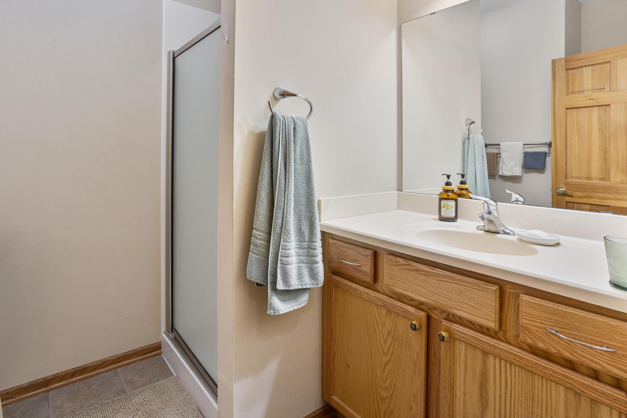 3/4 bath situated off the main hallway.