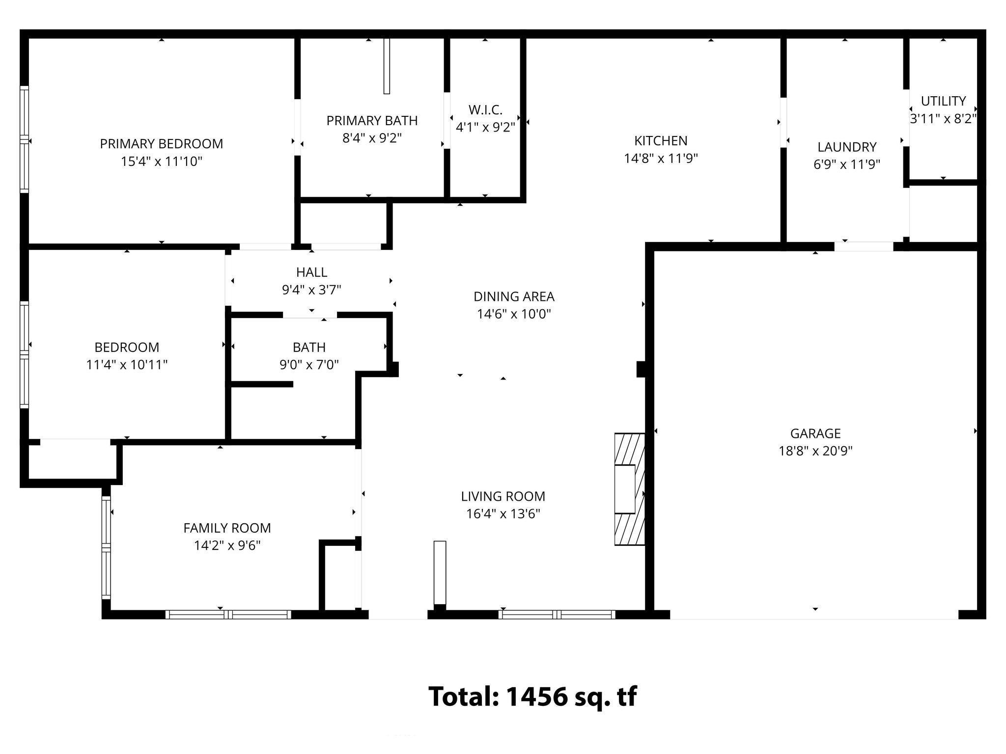 Layout with room dimensions.