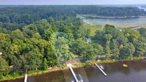 Aerial View of shoreline along Portage Lake