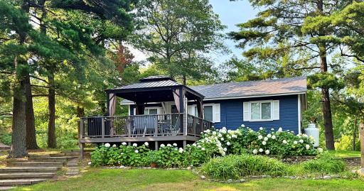 Main Cabin view with Lake side deck with views of Portage Lake