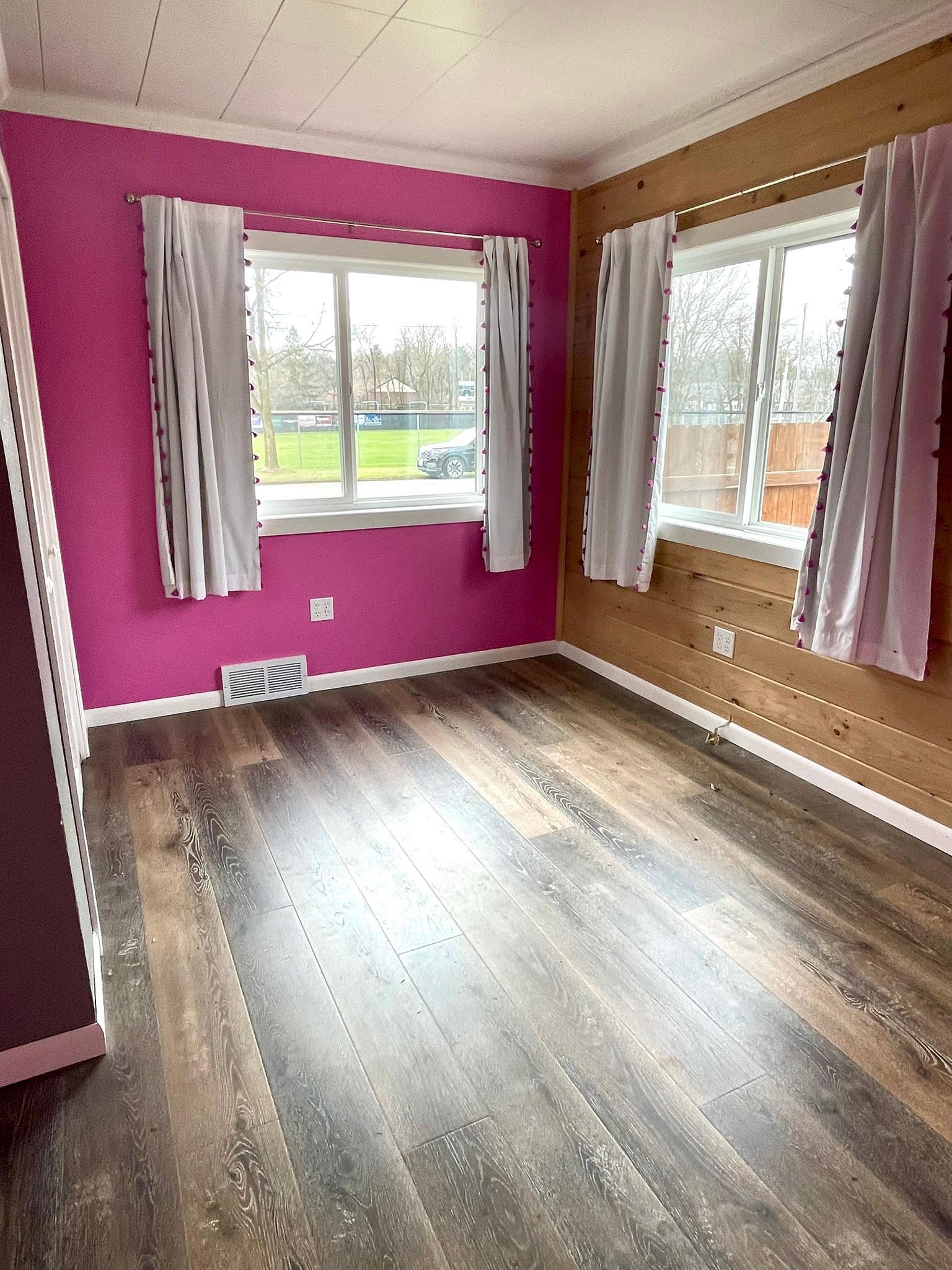 Two bedrooms are located on the main level