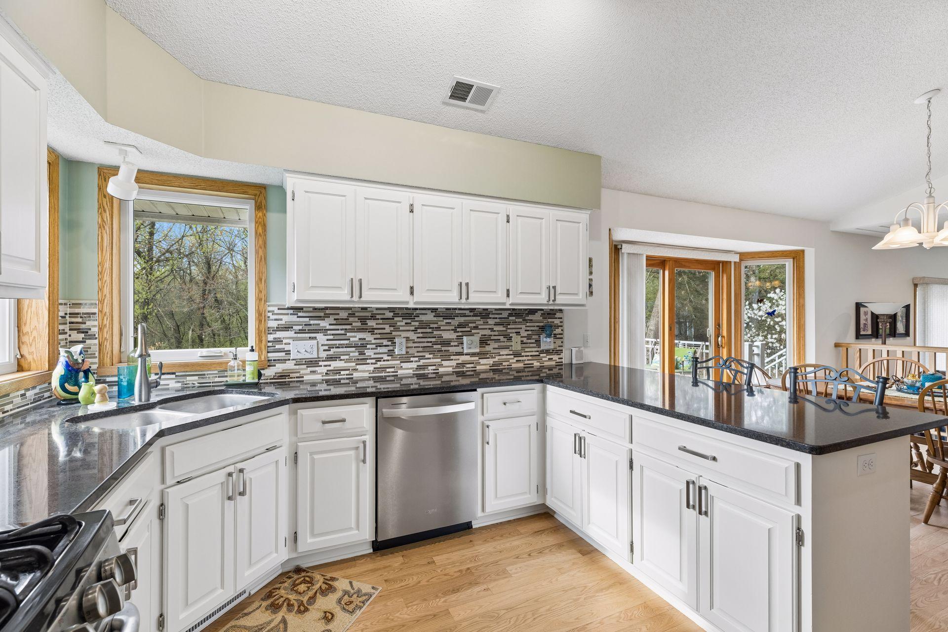 Kitchen sink with beautiful backyard views and frequent wildlife sightings.