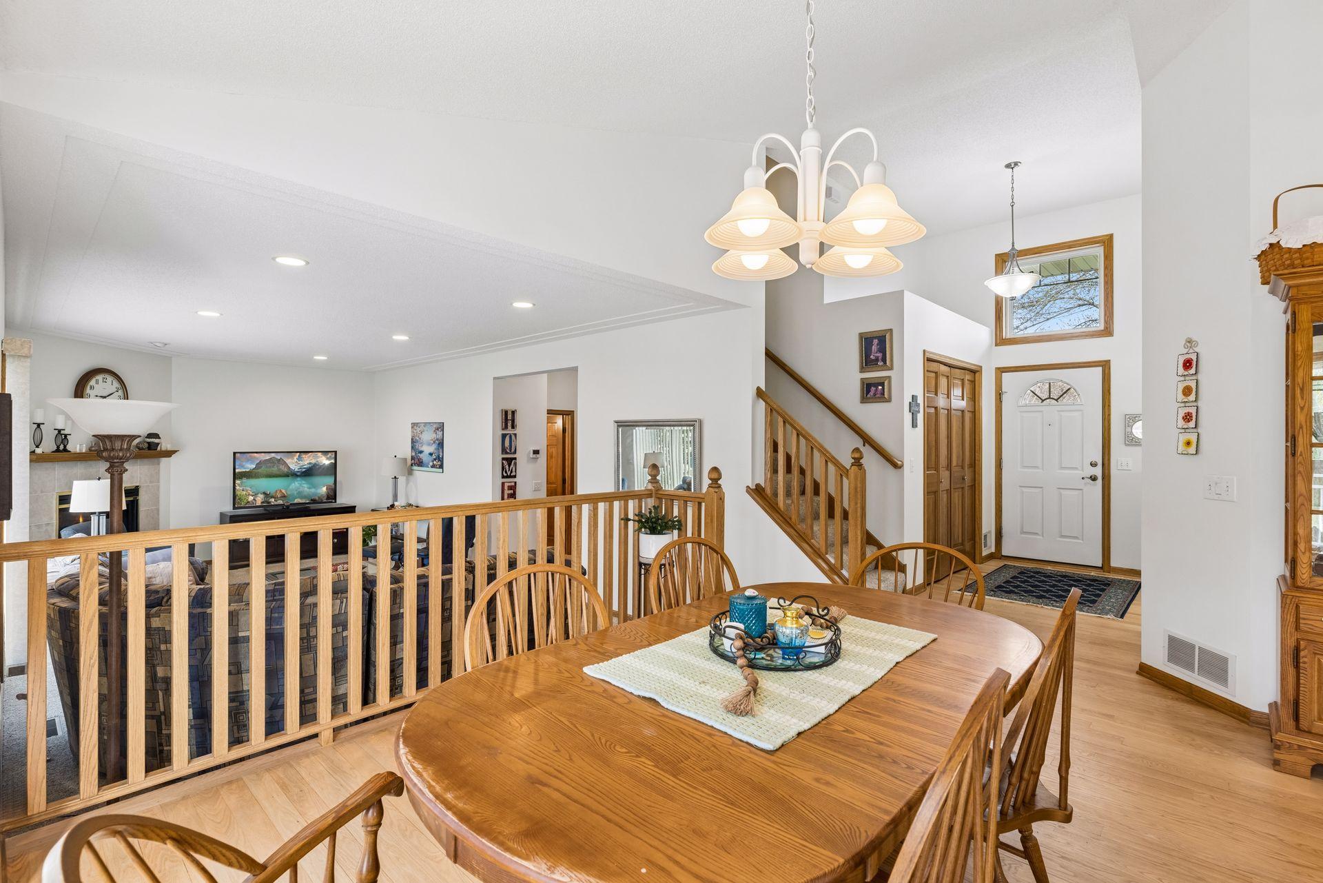Seamless flow from dining into the living room.