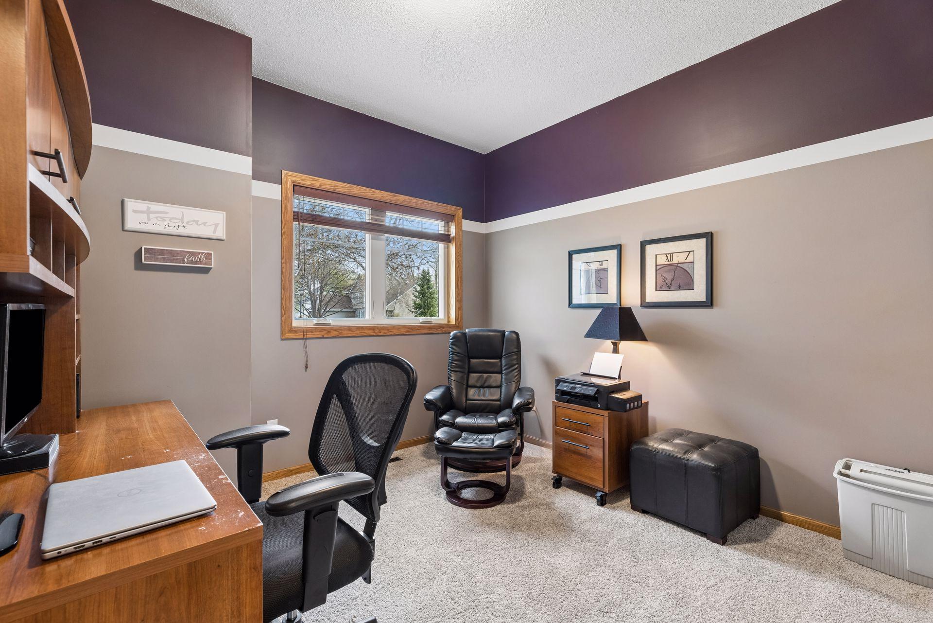Main-level bedroom, currently used as an office—great flexible space.