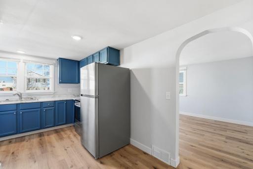 The kitchen and livings rooms flow seamlessly