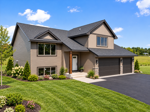 Photo for Lot 5 Olson Road, Harris, MN 55032 - listing #7056404 Landscaping, driveway, garage doors and exterior finishes are digitally depicted for visualization purposes only. AI-enhanced image.