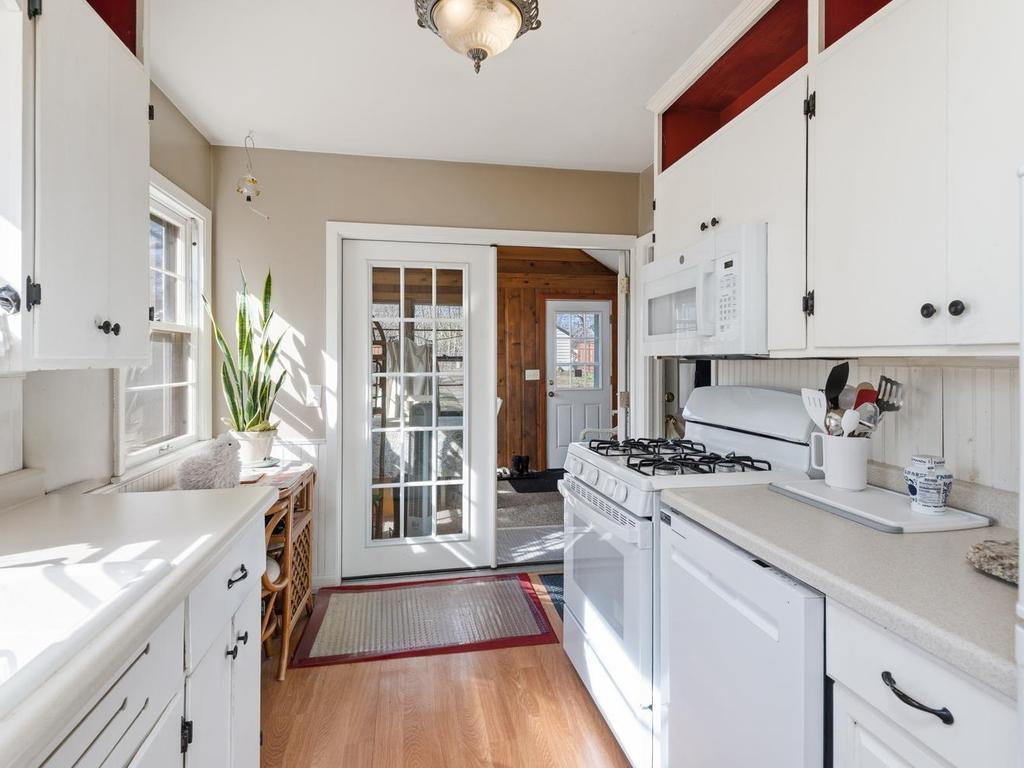 French doors lead out to the Sunroom.
