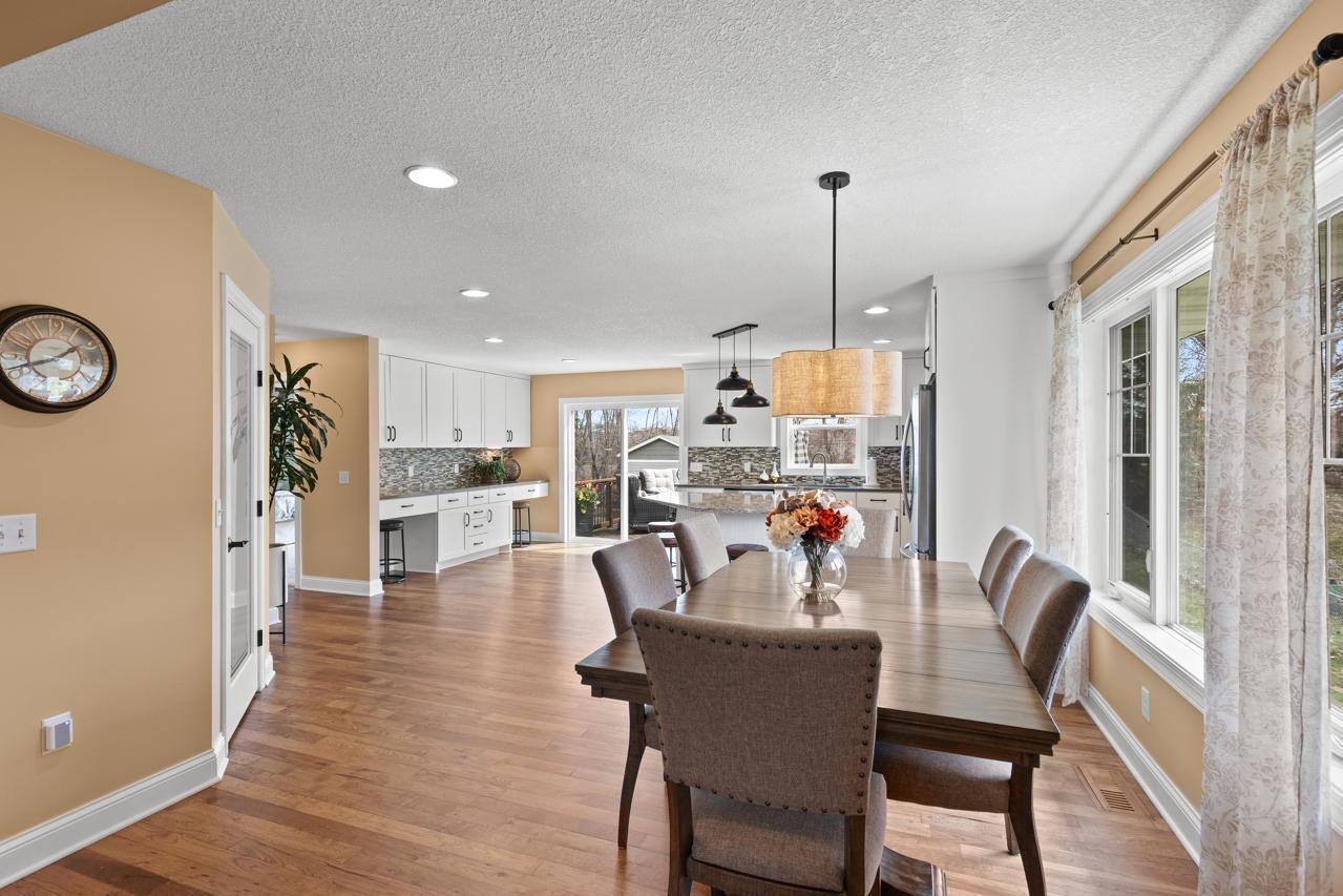 Bright and spacious dining area with large windows.