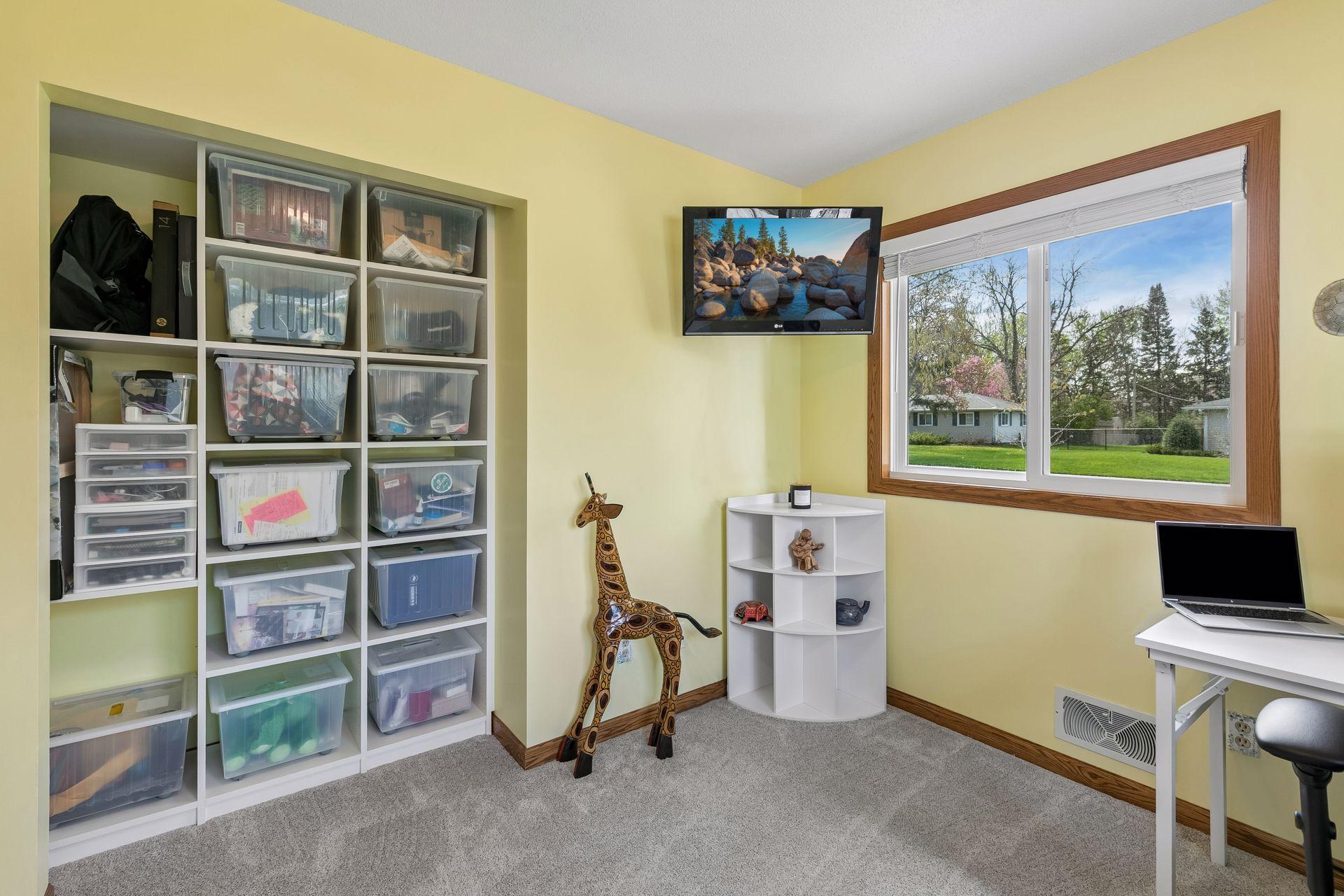 New carpet, fresh paint, and Closets by Design cubbies installed in closet in 2024