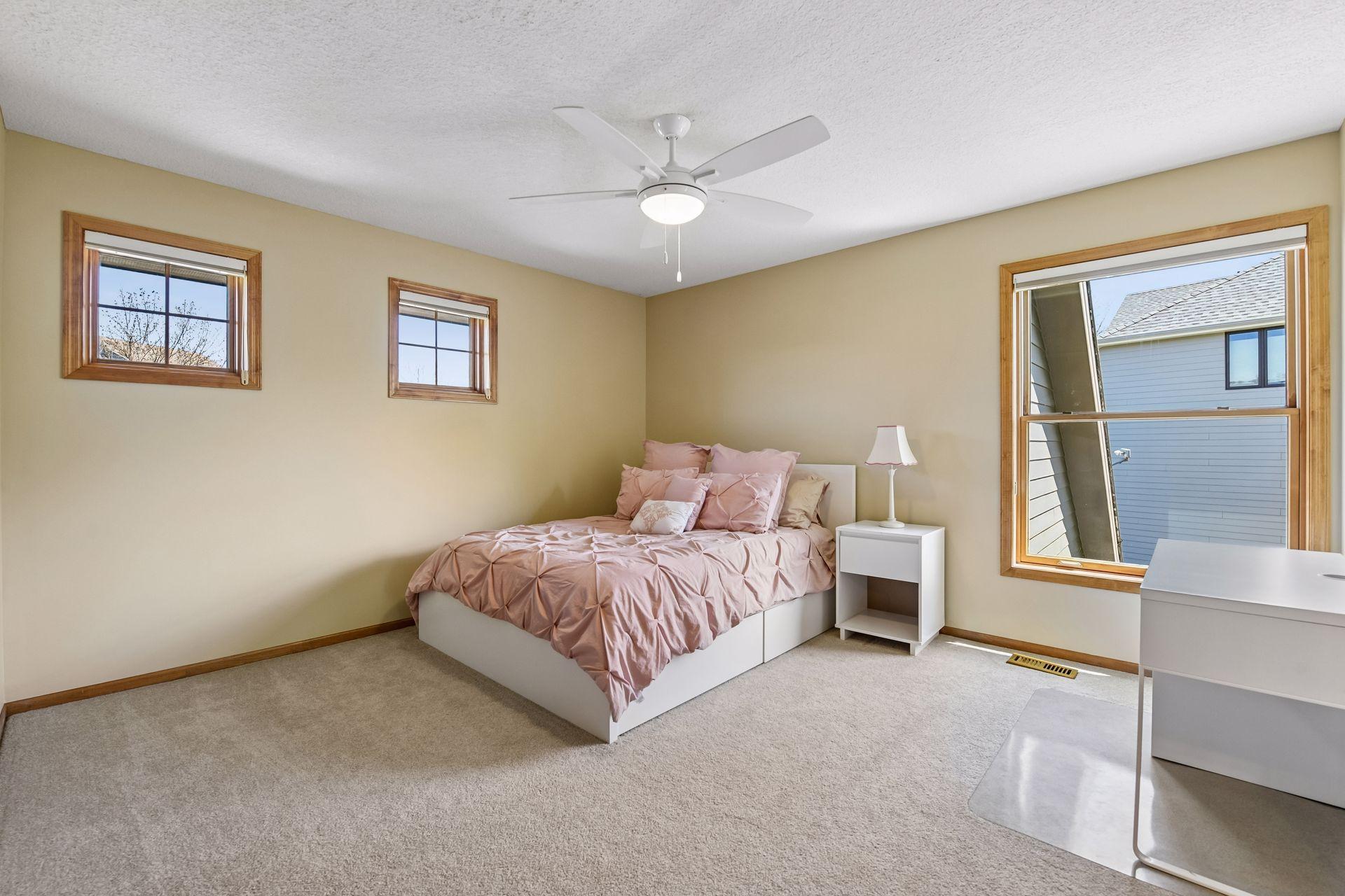 The upper level offers new carpet and padding.