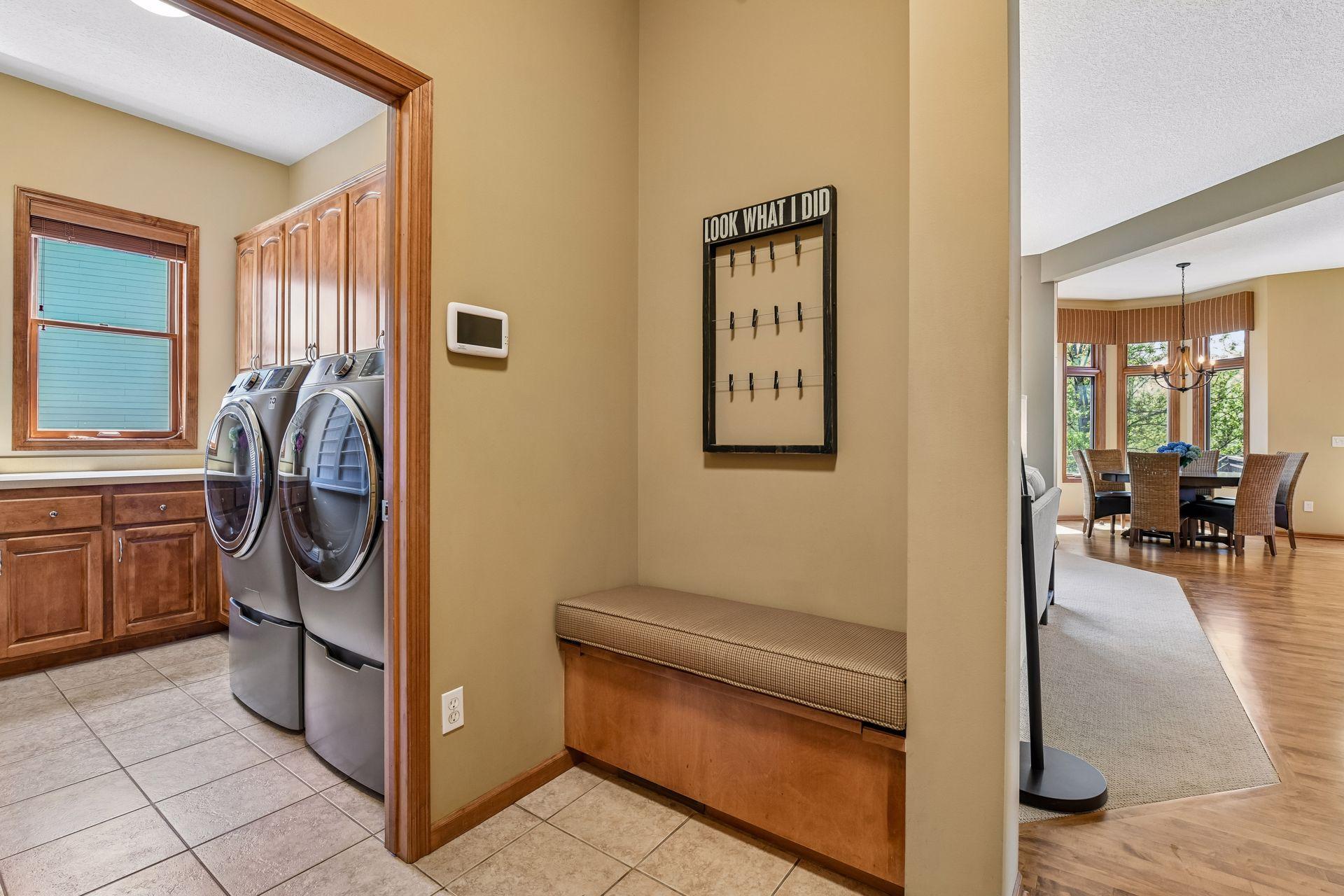 The Mud Room is sure to keep you organized with a built-in boot bench and large walk-in closet with California Closet organizer system.