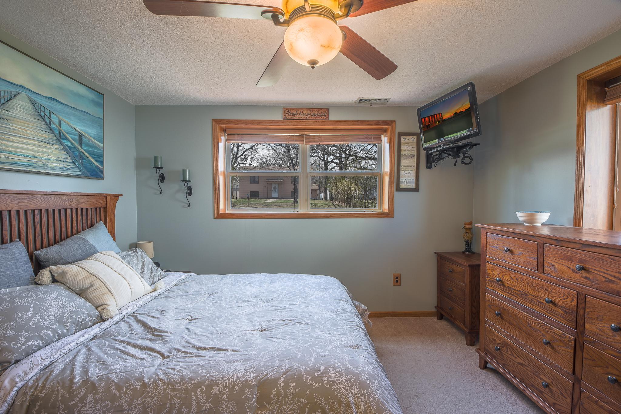 Primary bedroom on the lower level.