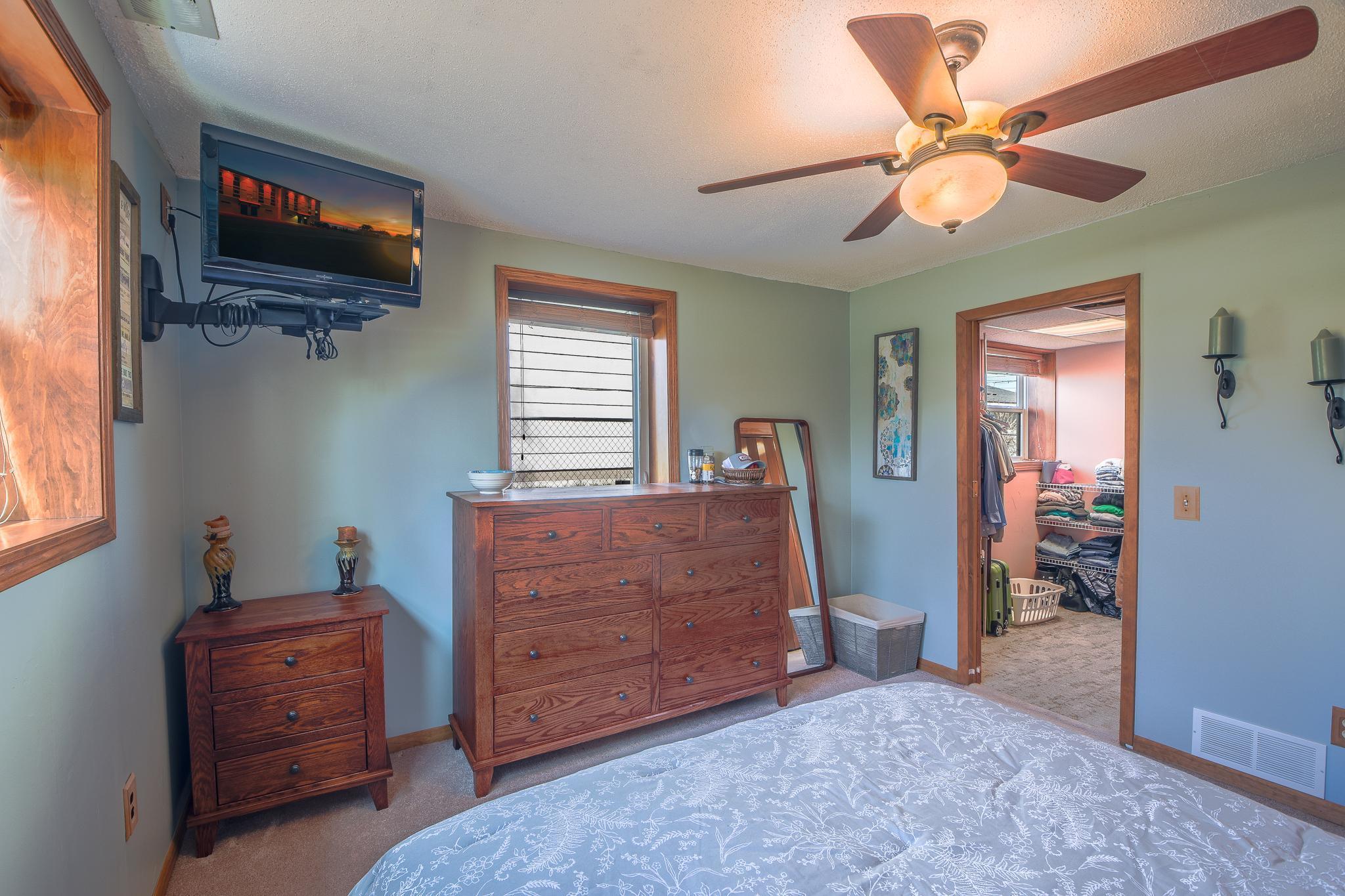 Ceiling fan provides year-round comfort and energy efficiency.