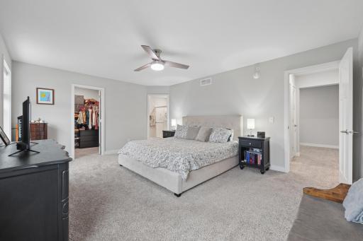 Large primary bedroom. Please notice the walk in closet!