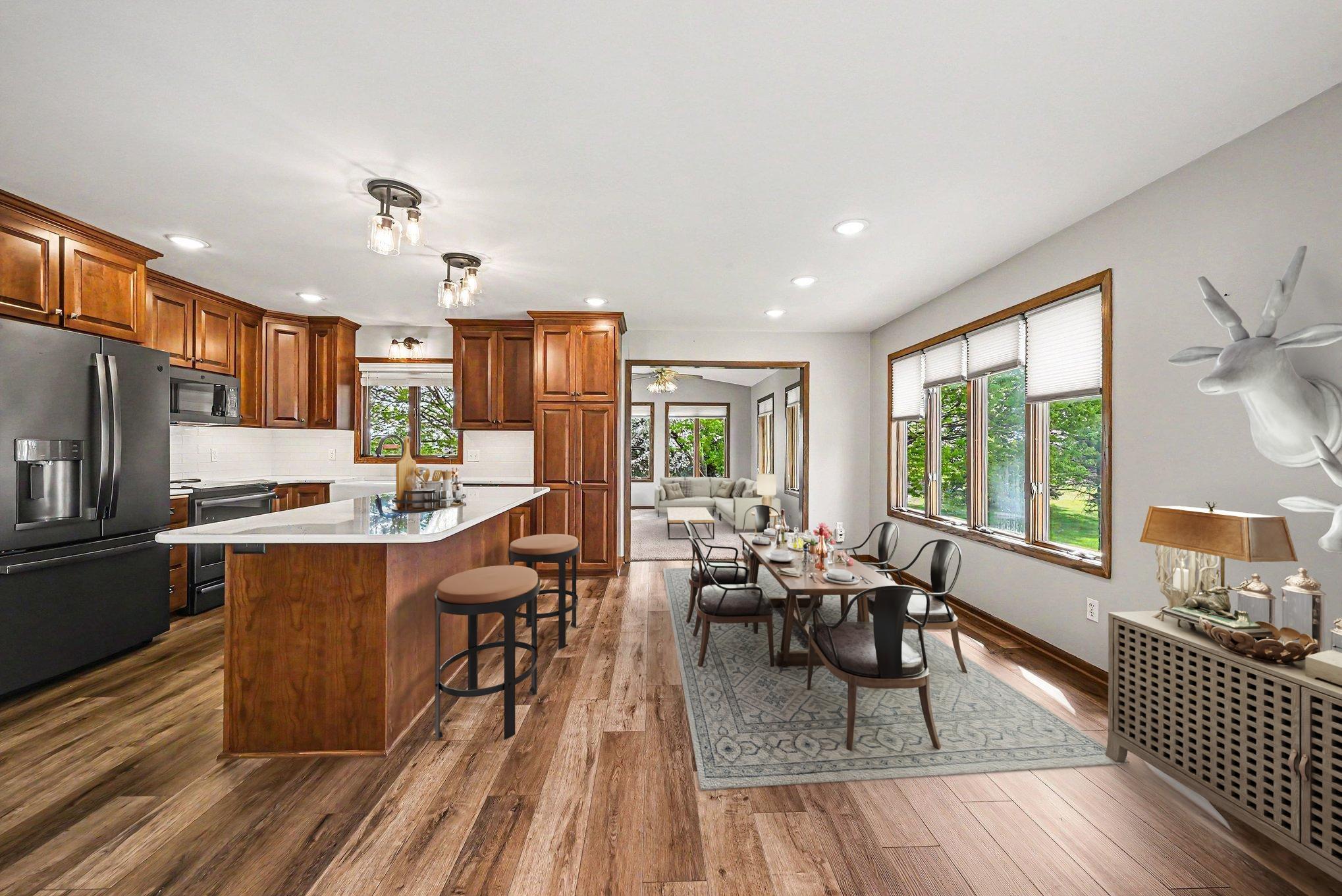 Dining area beside the kitchen (Virtually staged)