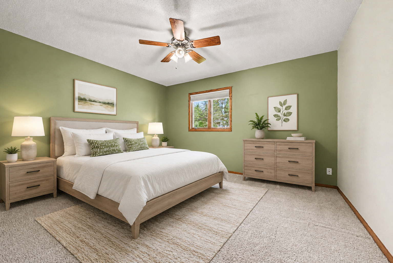 Primary bedroom with two closets (Virtually staged)