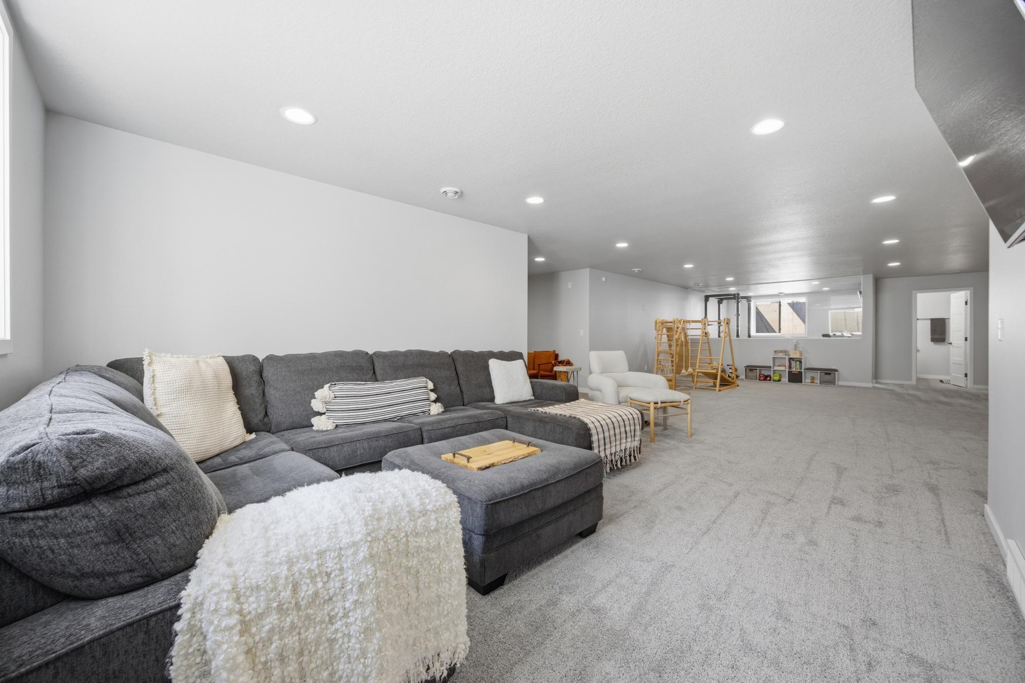 Finished Basement with Office/Play Area and Exercise Room