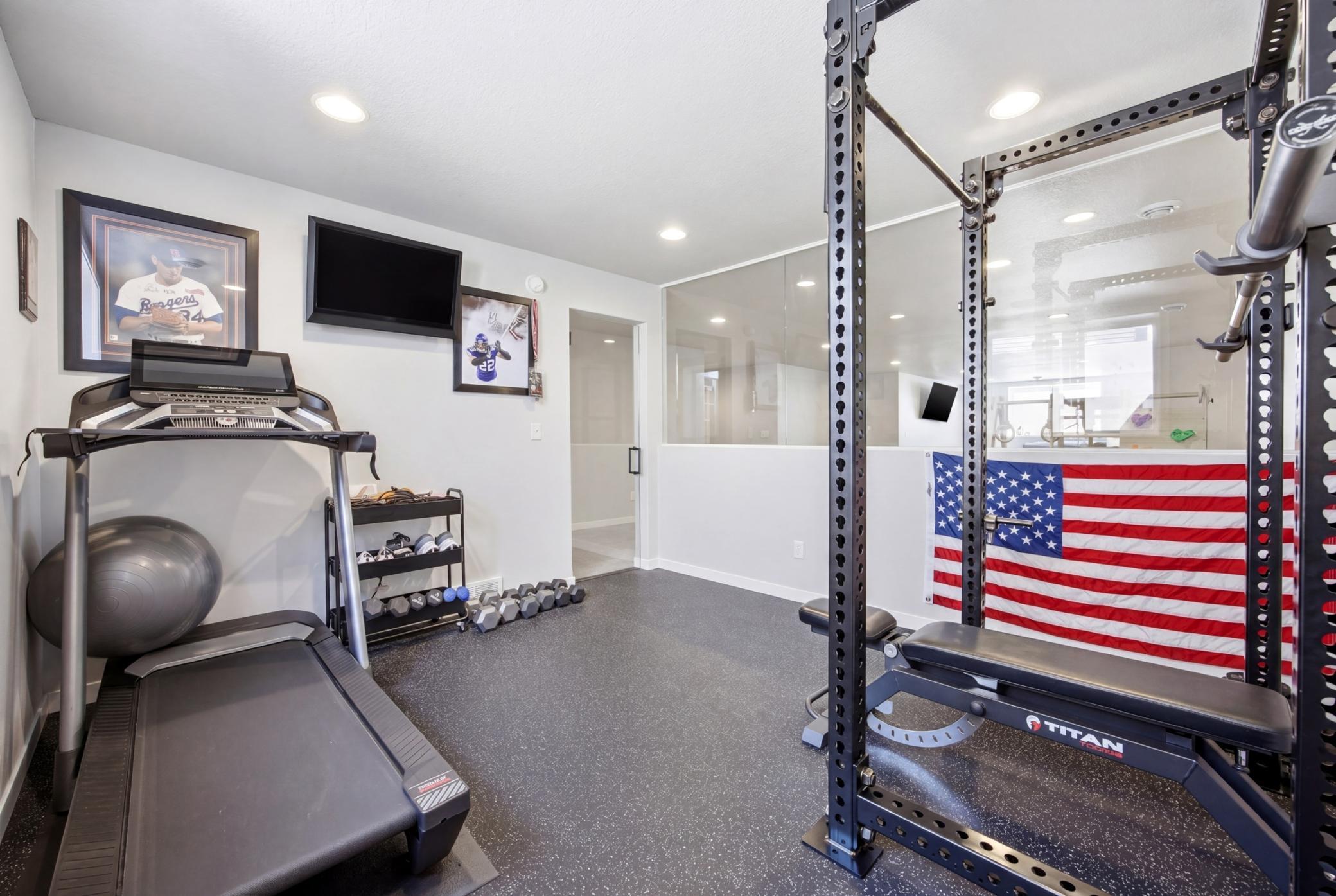 Exercise Room with Glass Half Wall