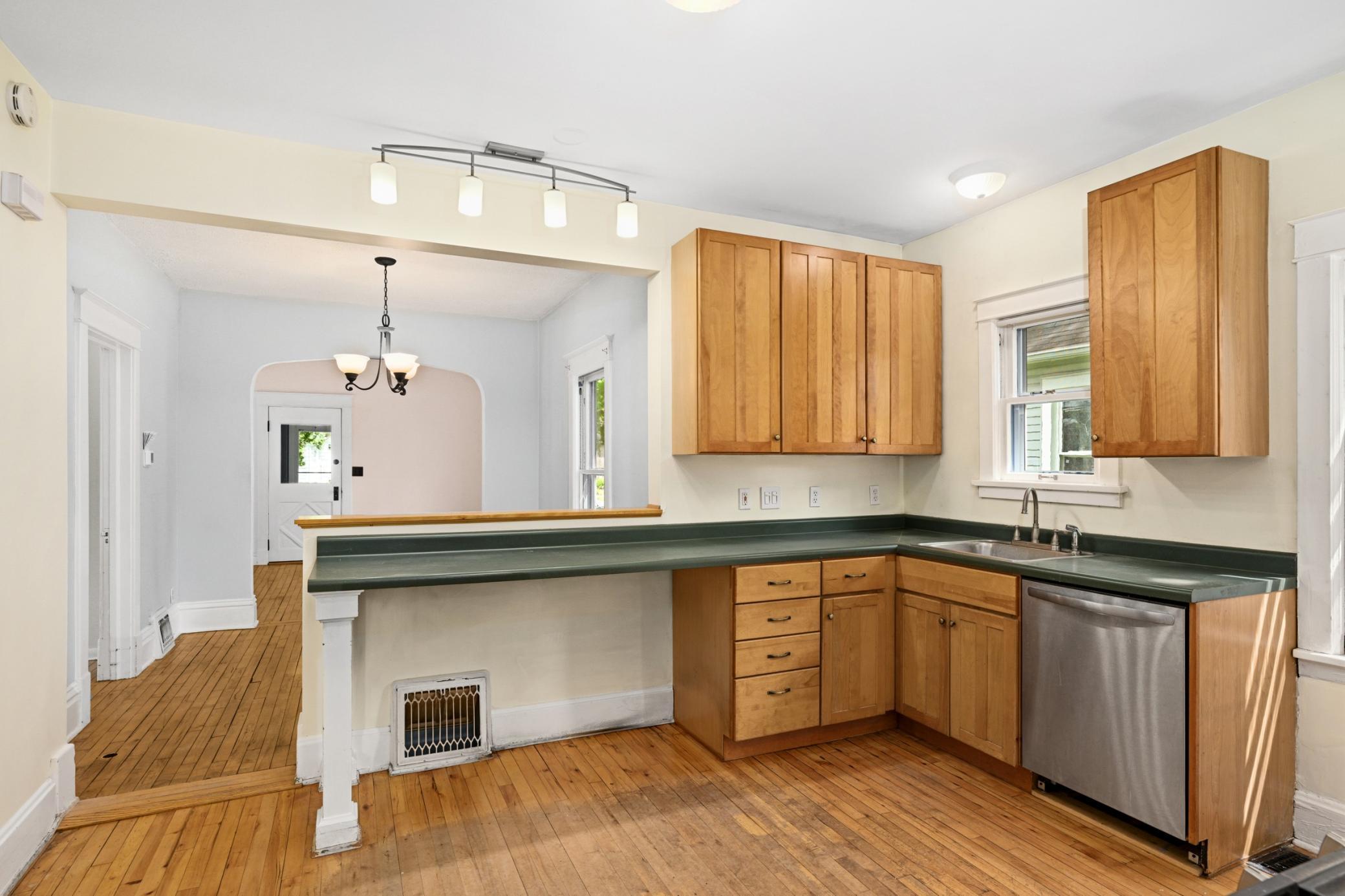 Ample countertop space and room to prepare meals.