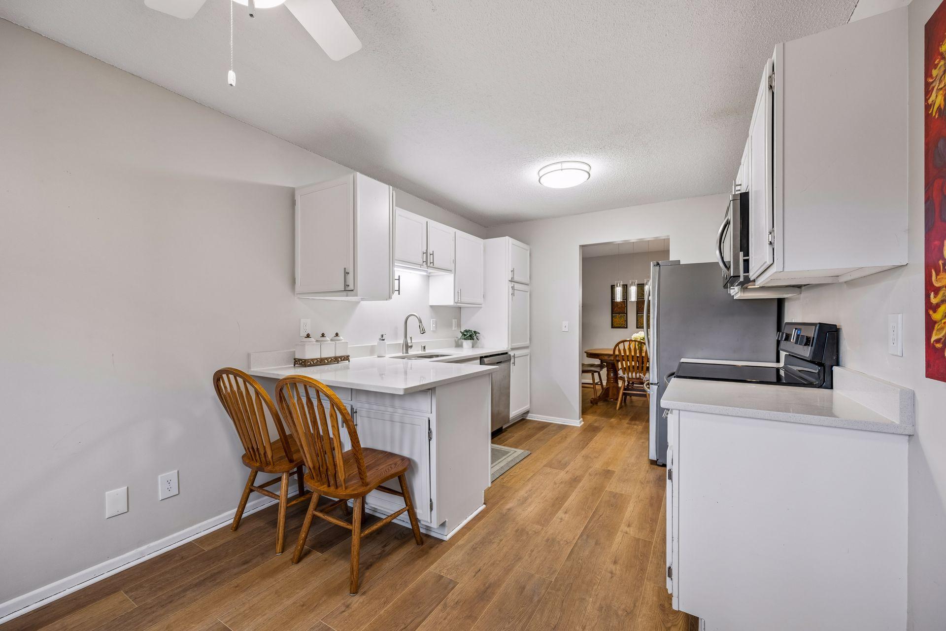 Breakfast bar with granite countertops