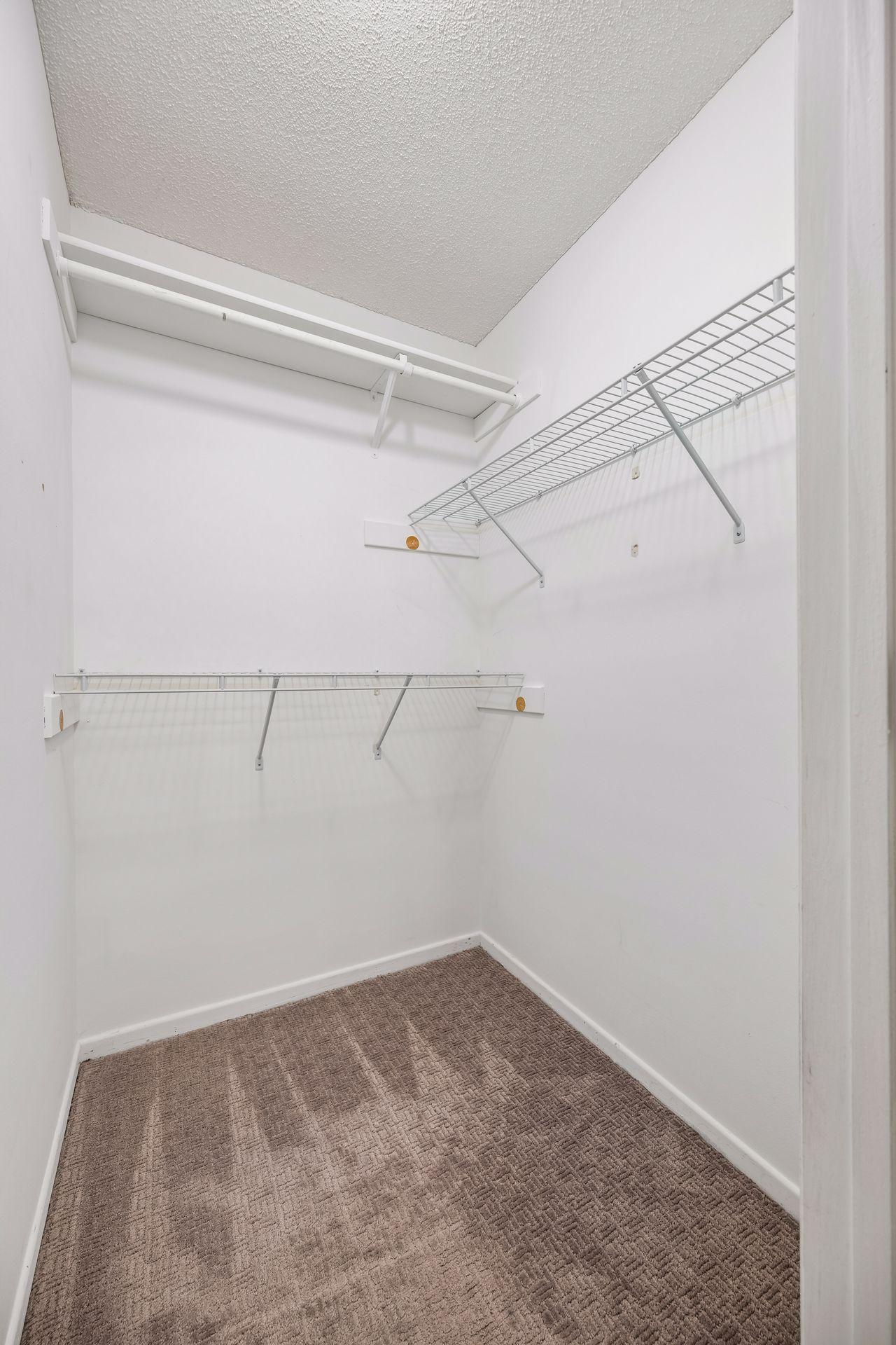 Generous walk-in primary closet