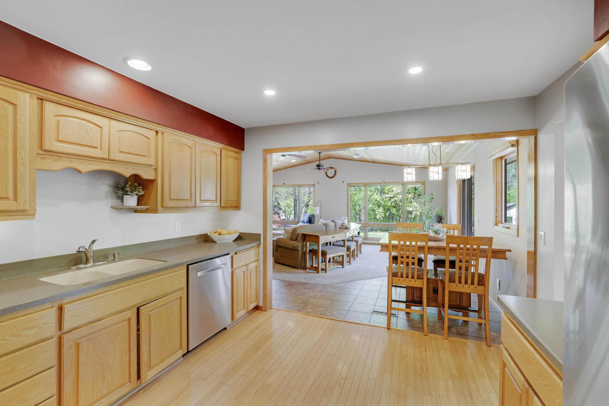 Hardwood floors in the kitchen.