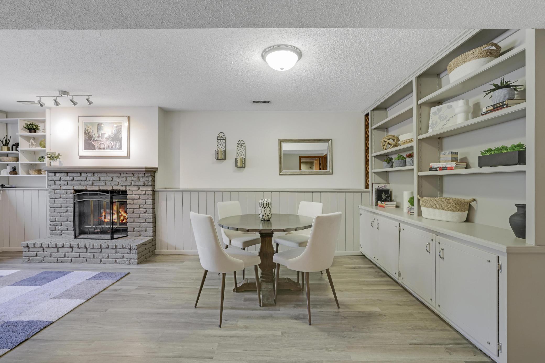 Built in bookshelves and storage cabinets