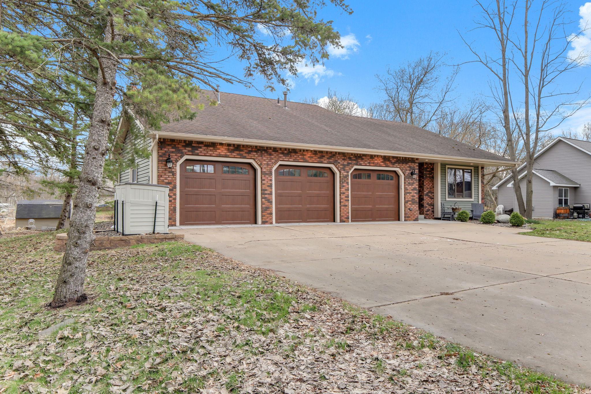Triple garage with new garage doors
