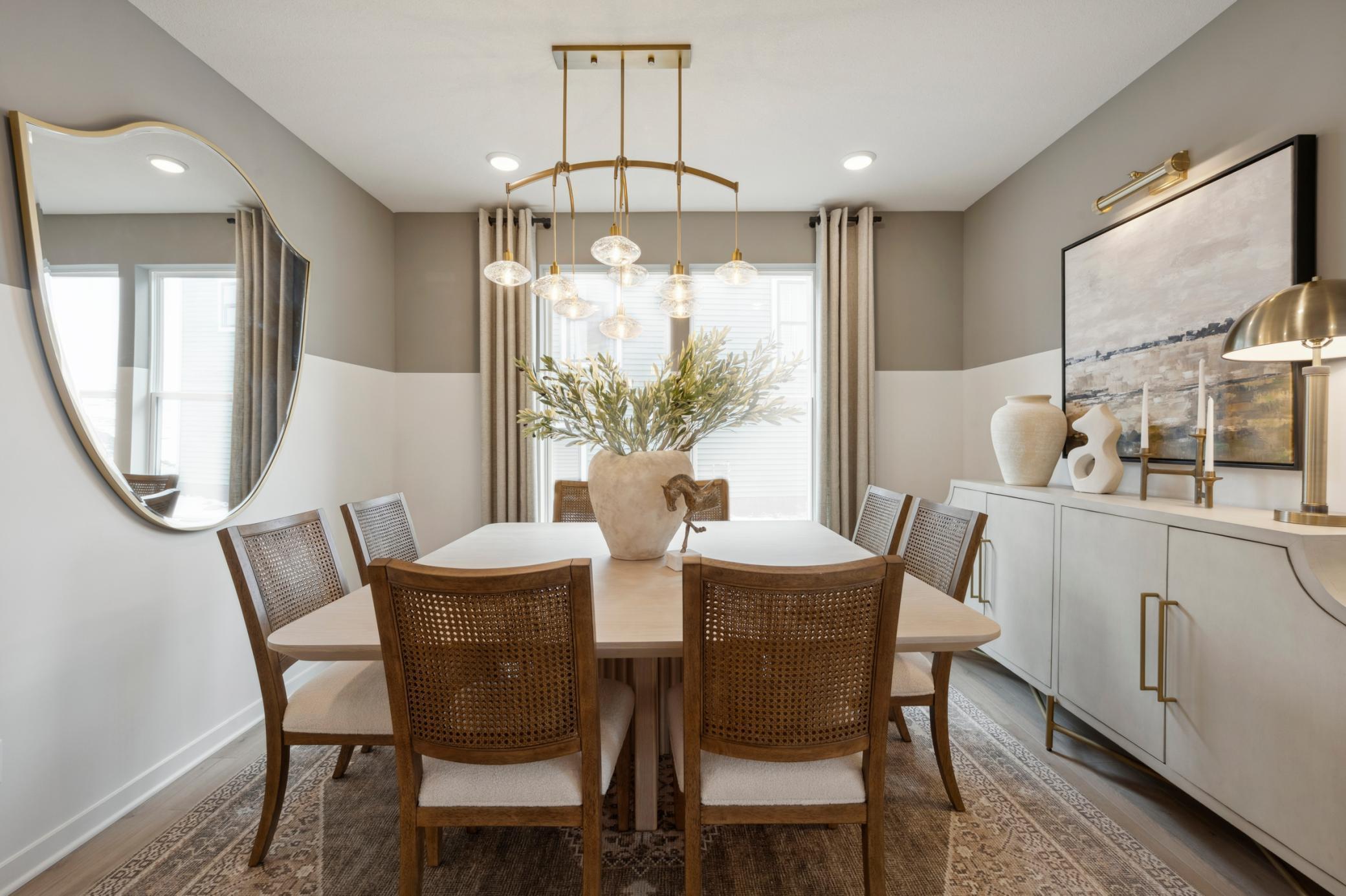 Your new dining room comfortably fits a full-size dining table with room to spare, great for hosting any event.