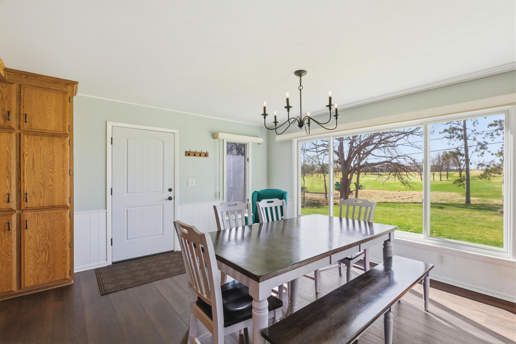 Informal dining and family room with views