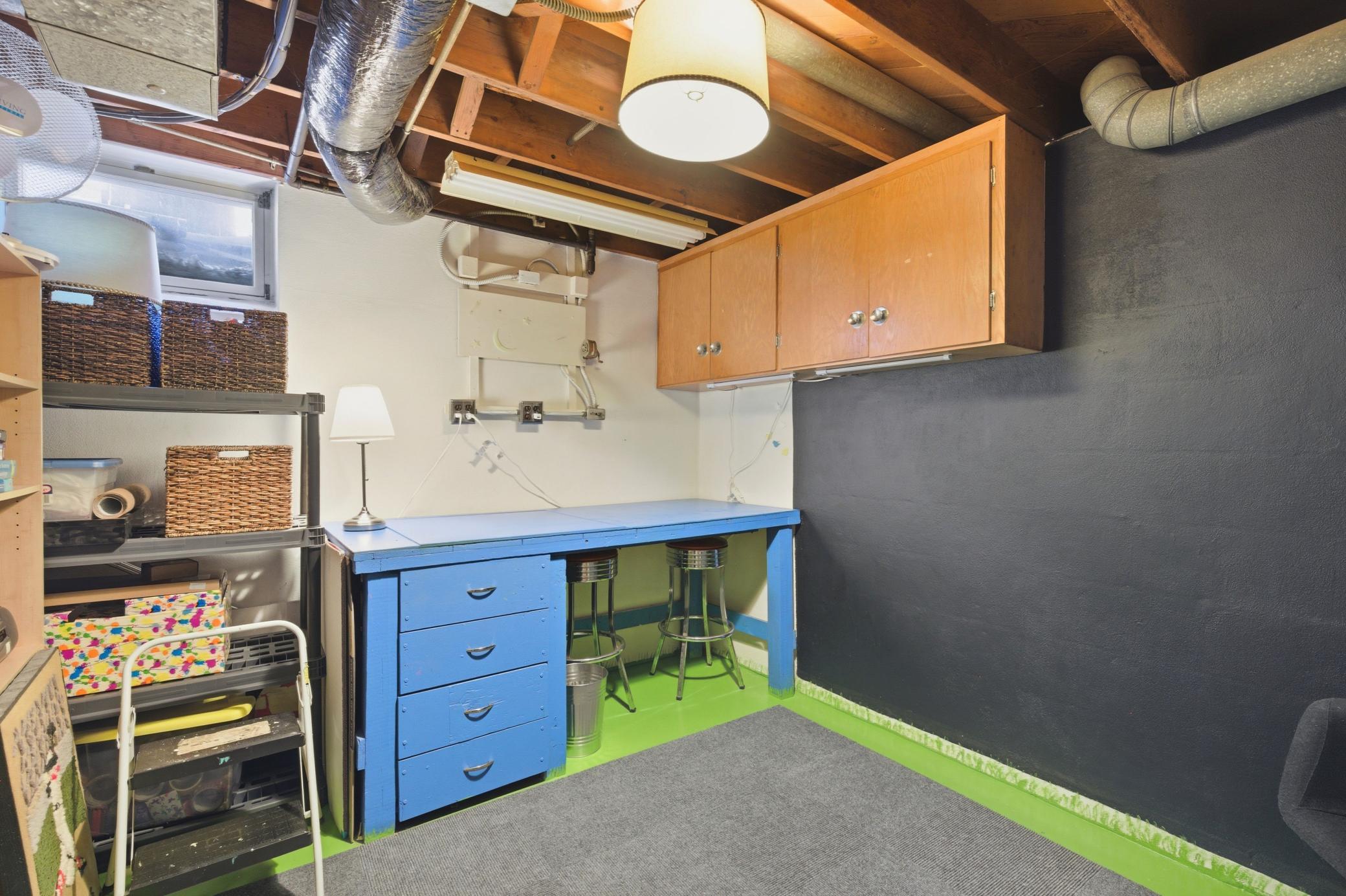 Lower level hobby room and work space
