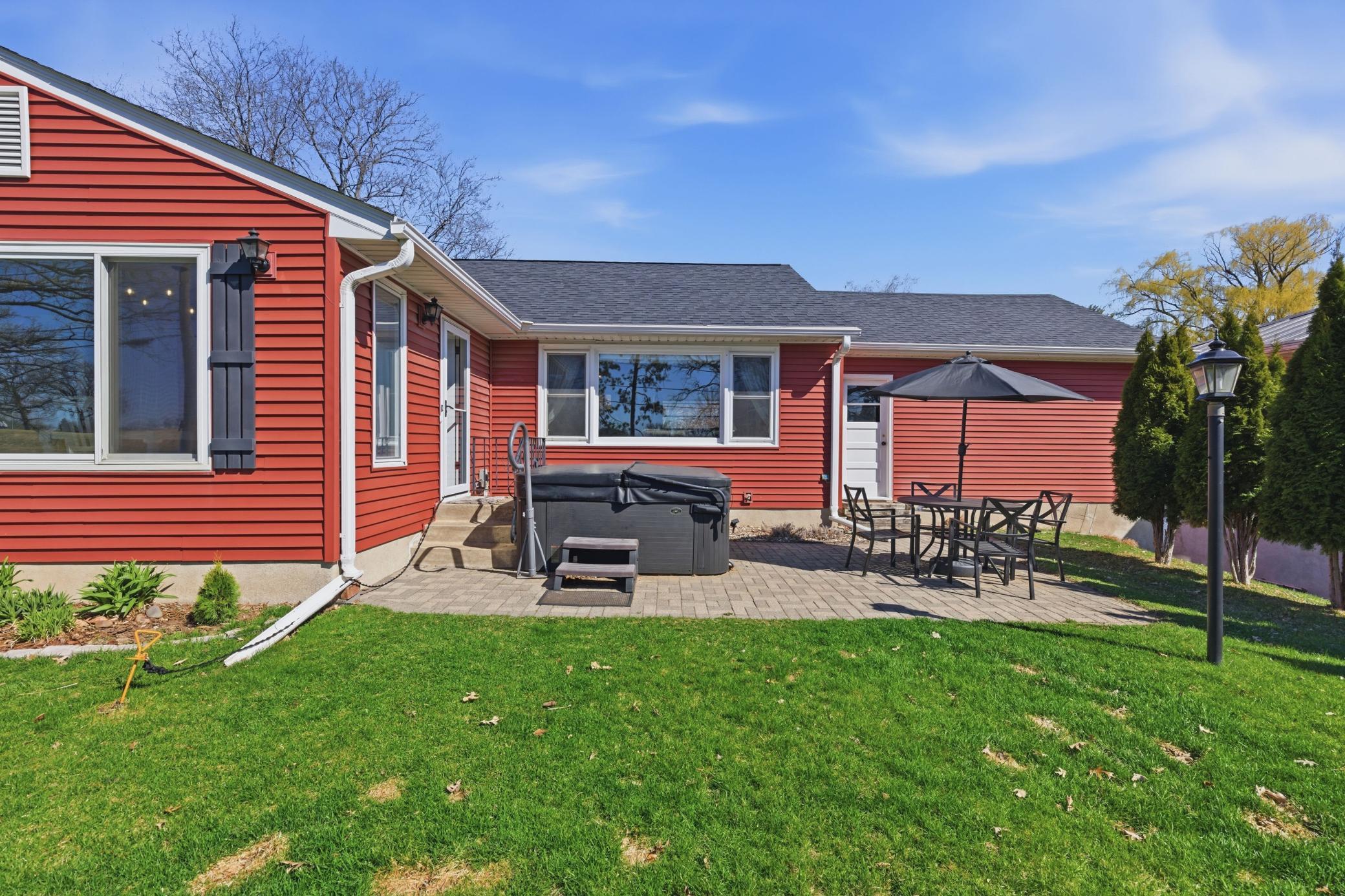 Large paver patio can accommodate a hot tub
