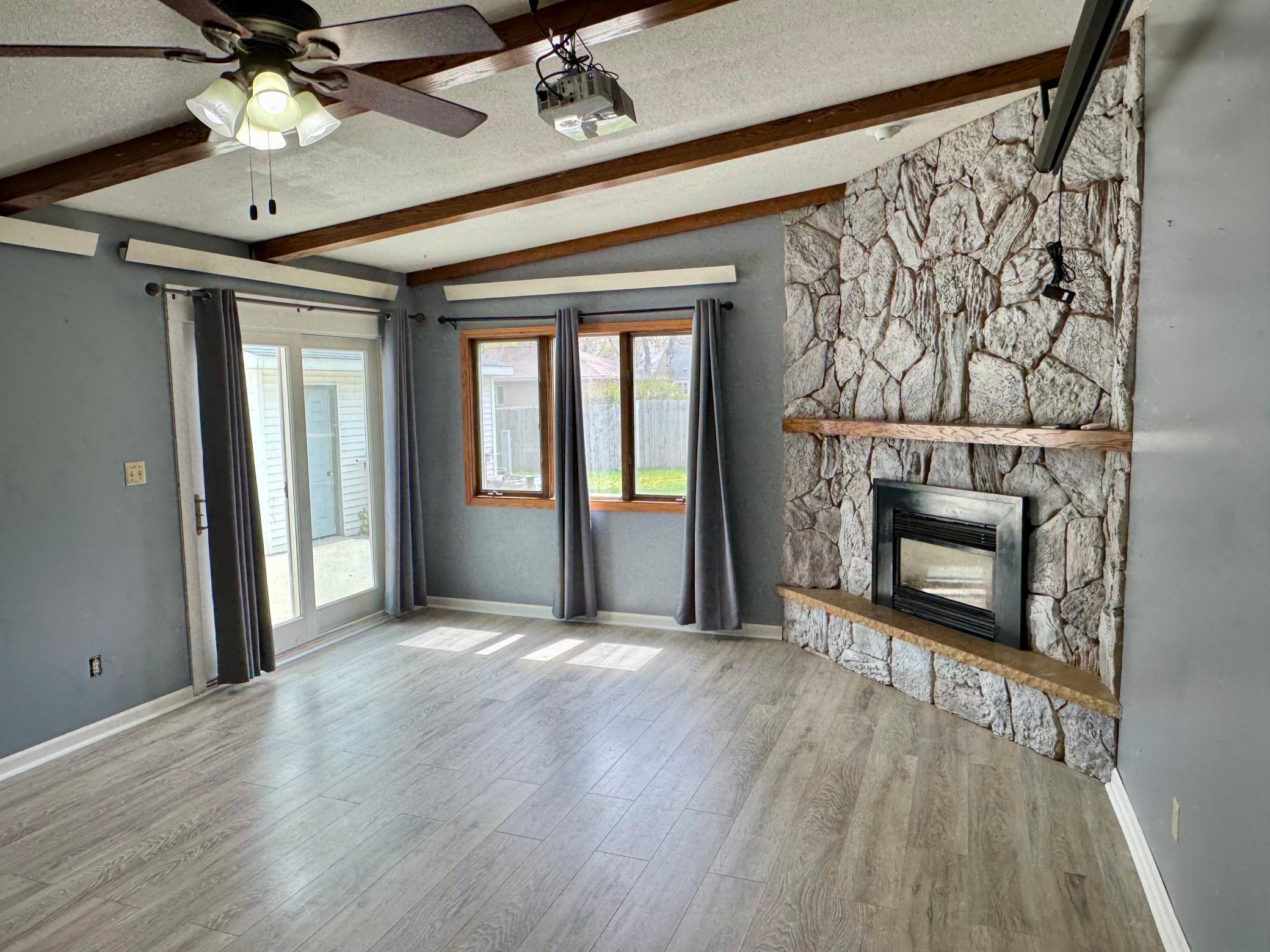 Living room walk out to rear patio